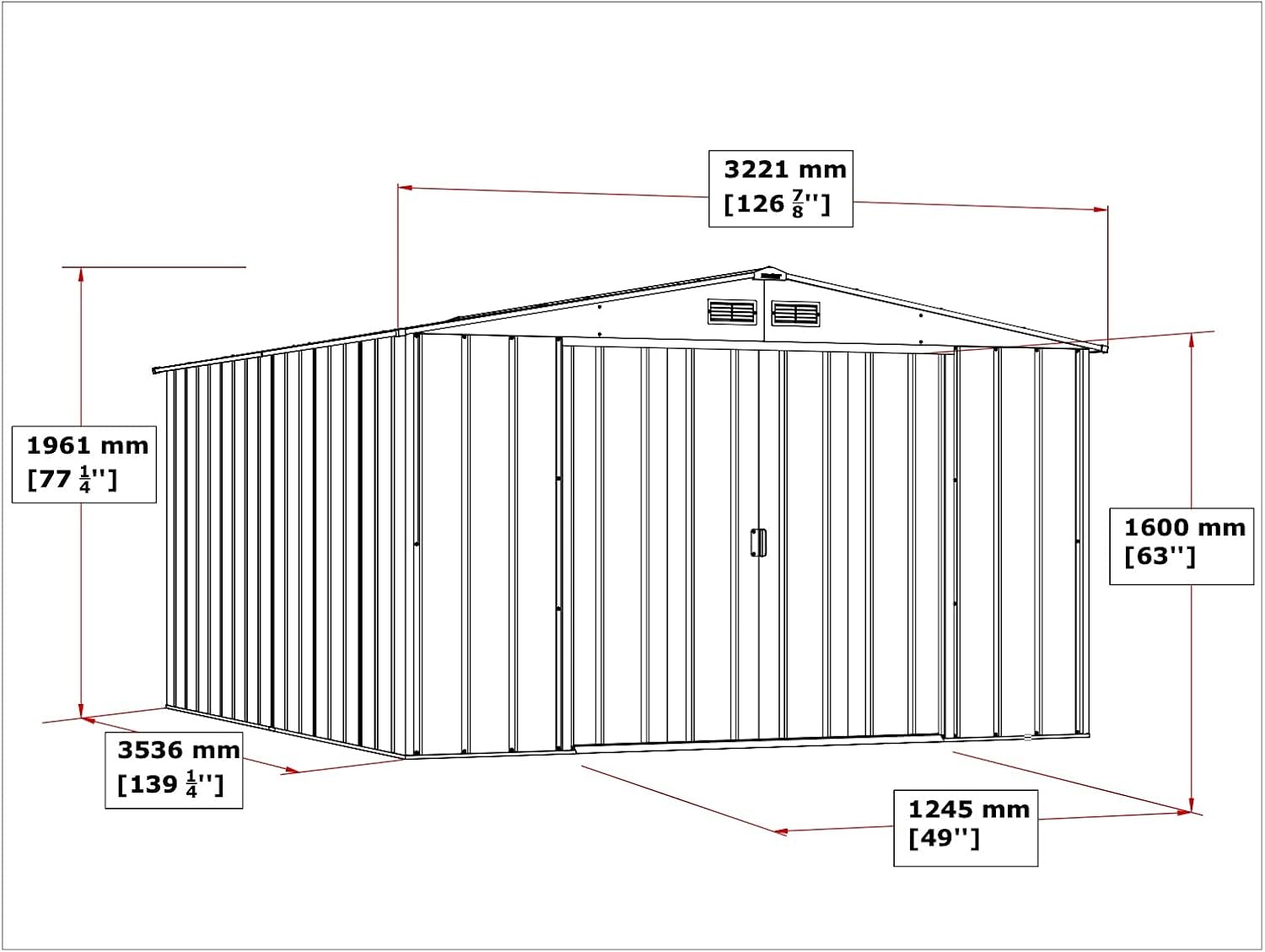 Duramax ECO 10 x 8 (7.28 m²) Abri de Jardin en Métal Galvanisé à Chaud, Abri de Stockage d'Outils, Structure de Toit Renforcée, Abri en Métal Sans Entretien, Vert