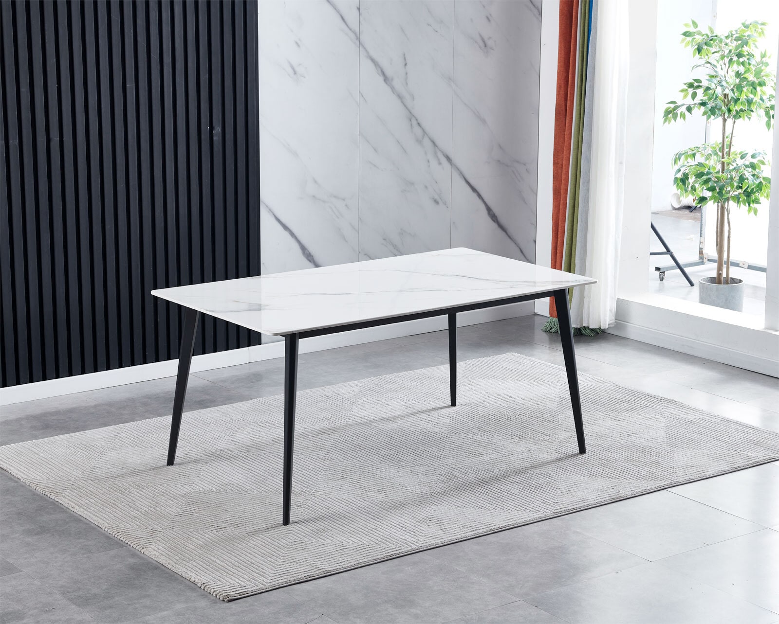 Esstisch CLEVELAND Tischplatte Keramik Snow White matt 160 x 90 cm