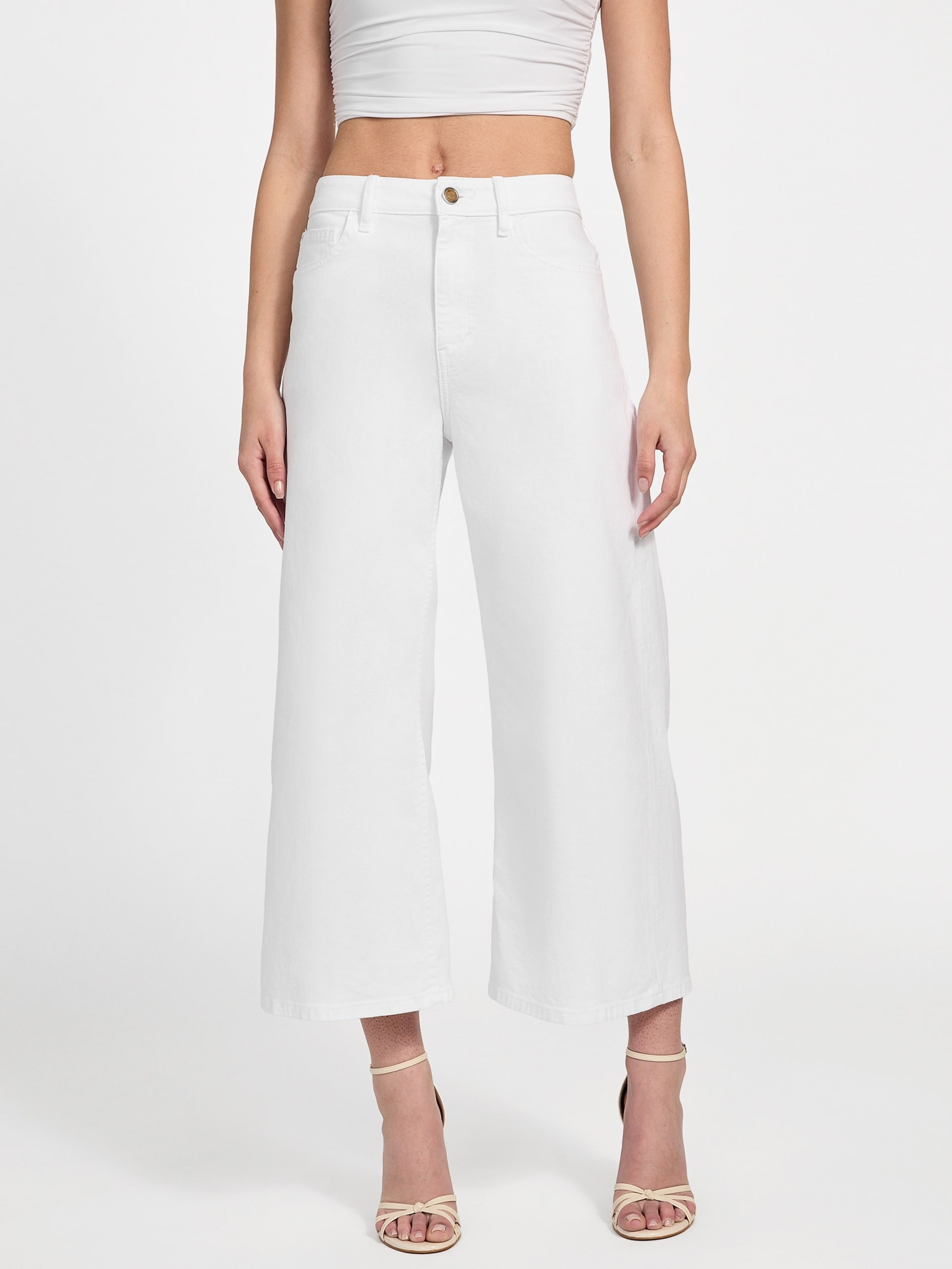 Calça jeans cropped de perna larga Eco Bellflower