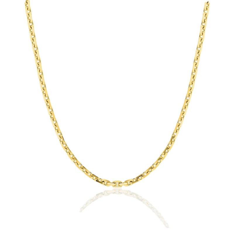 Chaîne mixte 40 cm - Maille Forçat diamanté - Or 18 Carats - Largeur 2.10 mm