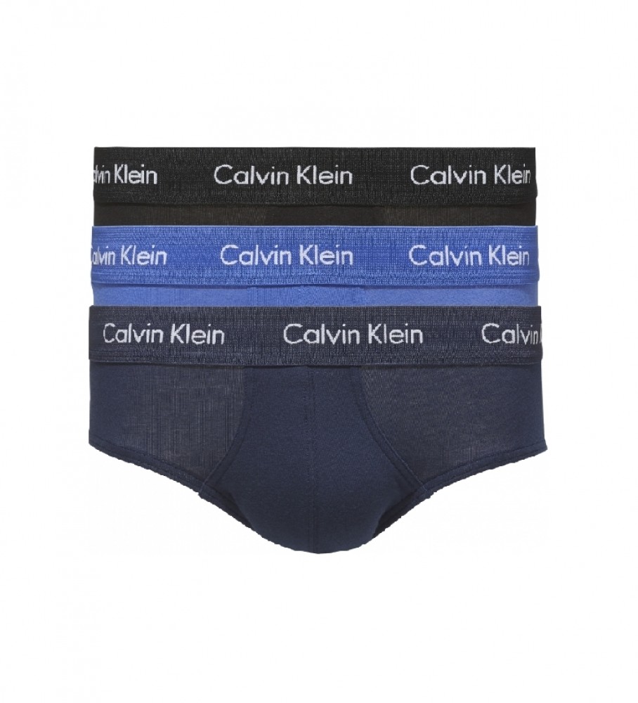 Calvin Klein Pack de 3 Slips HIP Brief negro, marino, azul