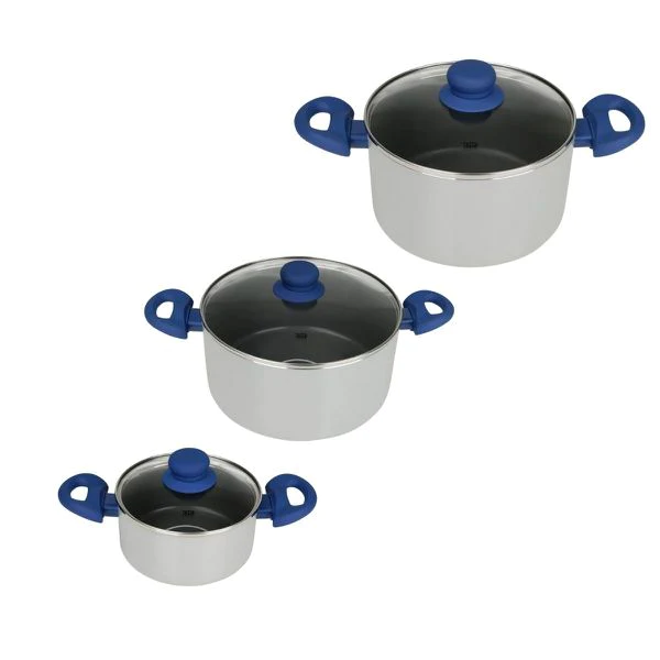 Set de 3 Faitout avec doseur d'huile et couvercle 16cm / 20cm / 24cm C