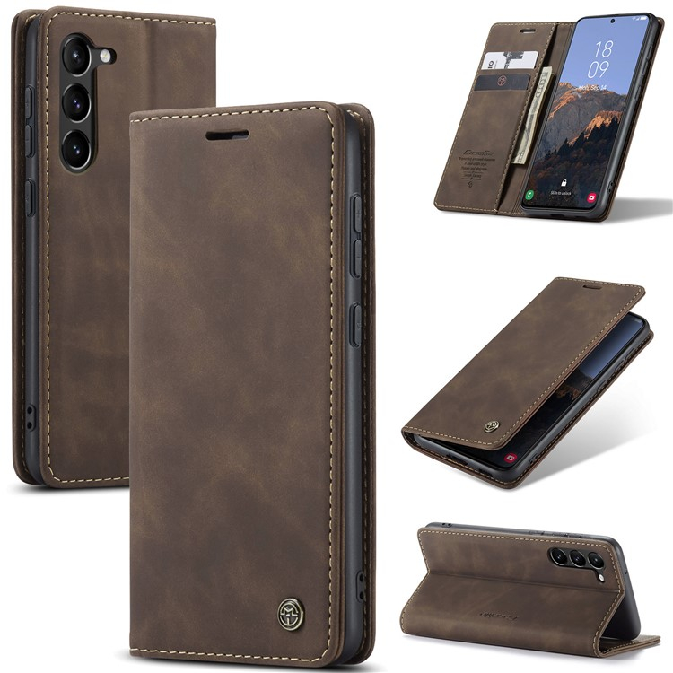 Samsung Galaxy S24 Leder Tasche Flip Wallet Etui mit Kartenfächern - Dunkelbraun