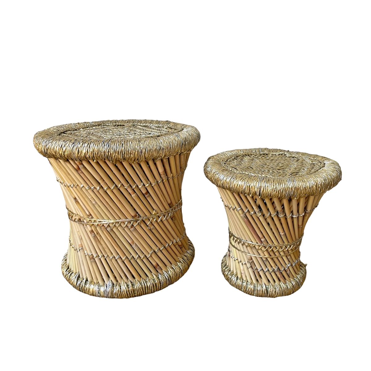Lot de 2 tabourets rotin- lurex doré Pondie Chérie
