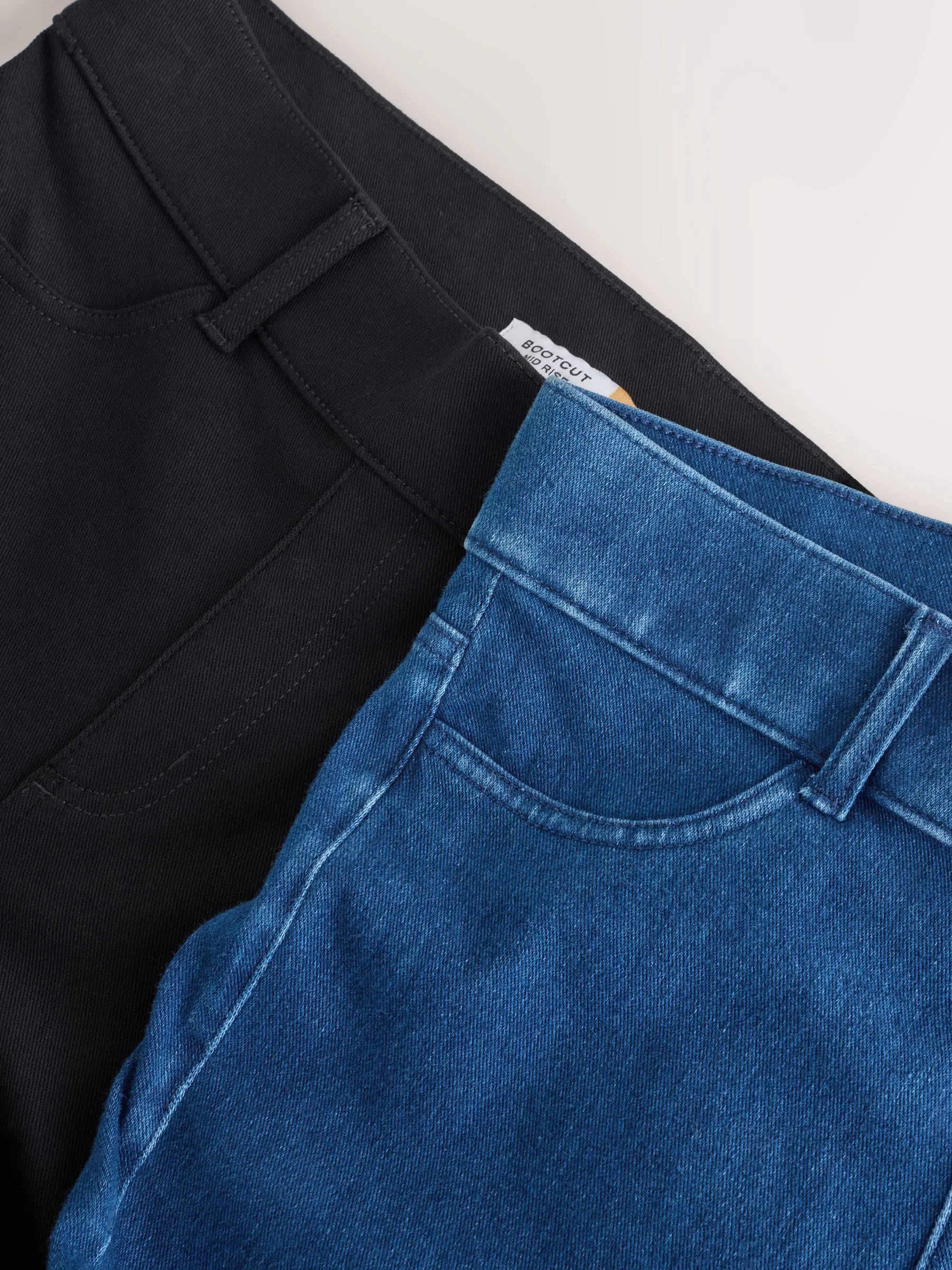 Blauw/Zwart - Set van 2 lange jersey denim bootcut leggings