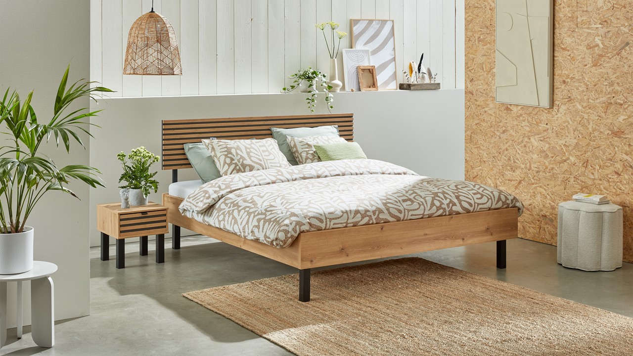 Bed Flint bianco eiken/grafiet