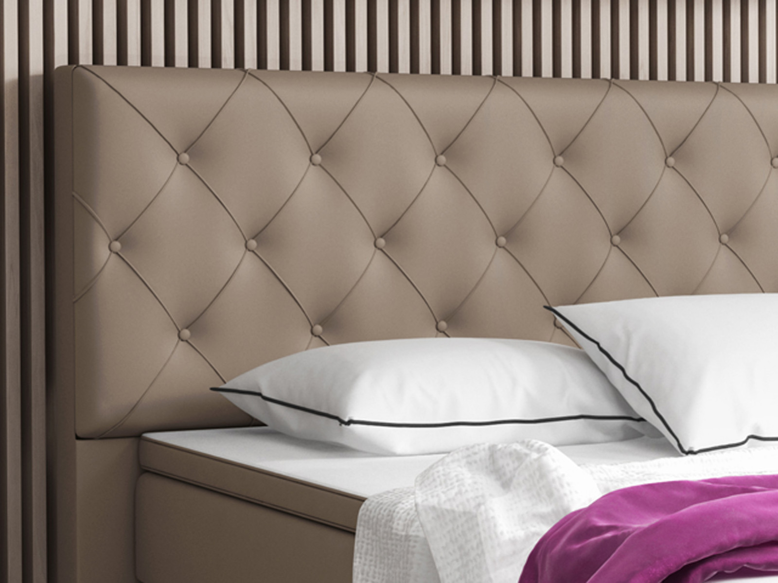 Boxspringbett - beige - Kunstleder - H3 - 180x200 cm