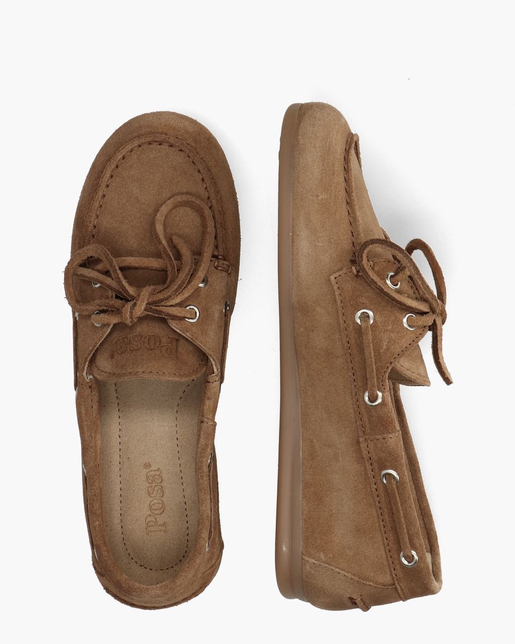 Posa Boat Loafer Brushed Bruin Dames Veterschoenen