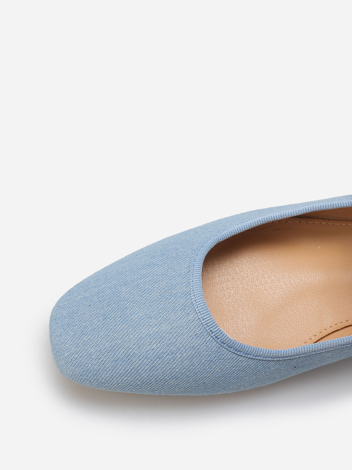 Ballerines à bout carré et bride- Bleu