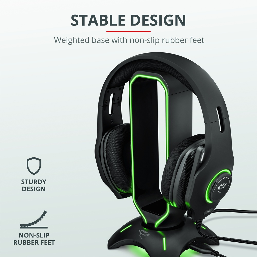 Trust GXT 265 Cintar RGB-beleuchteter Headset-Ständer mit zwei USB-Anschlüssen