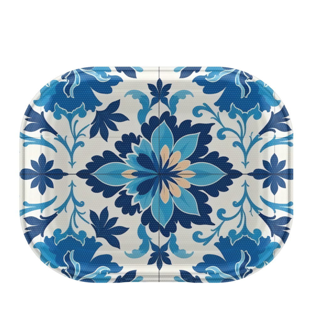 Apple AirPods Pro Gummi Hülle Majolika-Blumenpracht - Blau