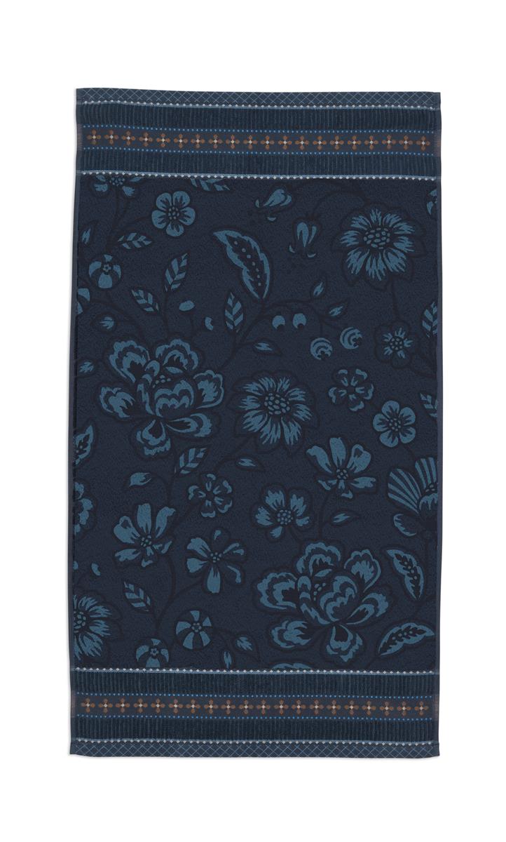 Pip Studio Jasmin Jacquard - Douchehanddoek - Donker Blauw - 55x100 cm