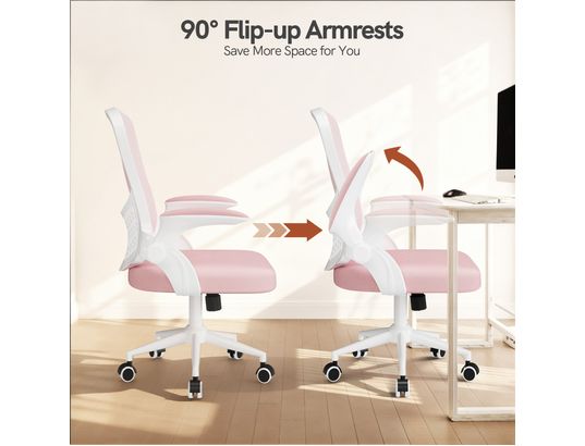 RATTANTREE - Fauteuil de bureau Chaise de bureau rose accoudoirs pliables