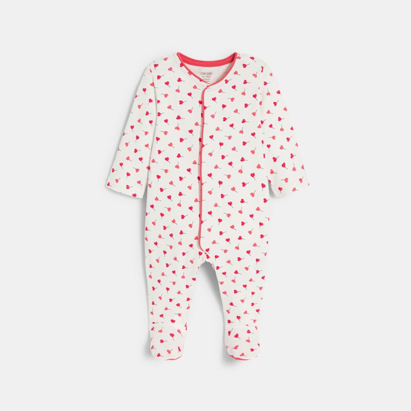Dors-bien interlock cœurs blanc bébé fille Rouge