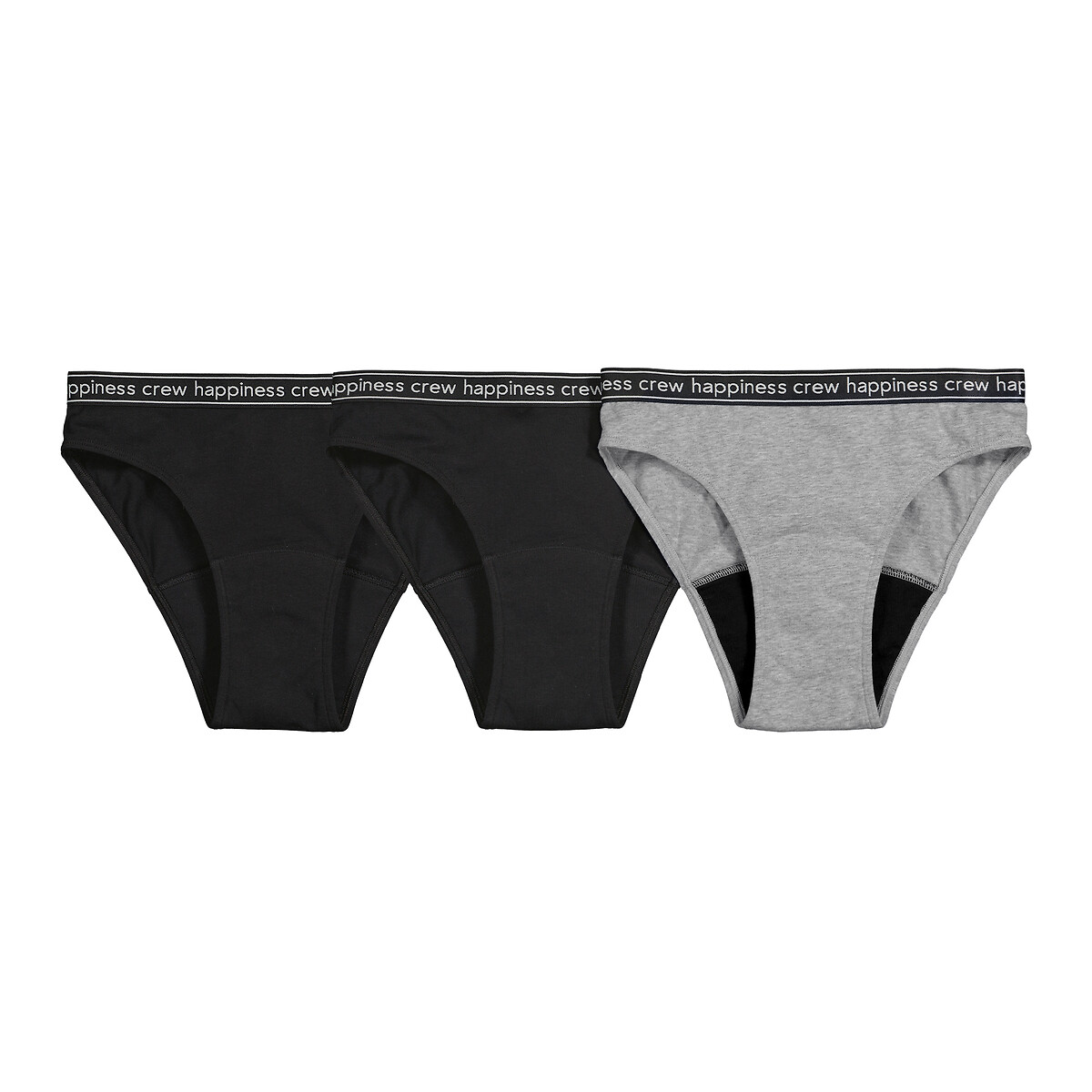 COLEÇÃO LA REDOUTE<br>Conjunto de 3 calcinhas menstruais, fluxo médio