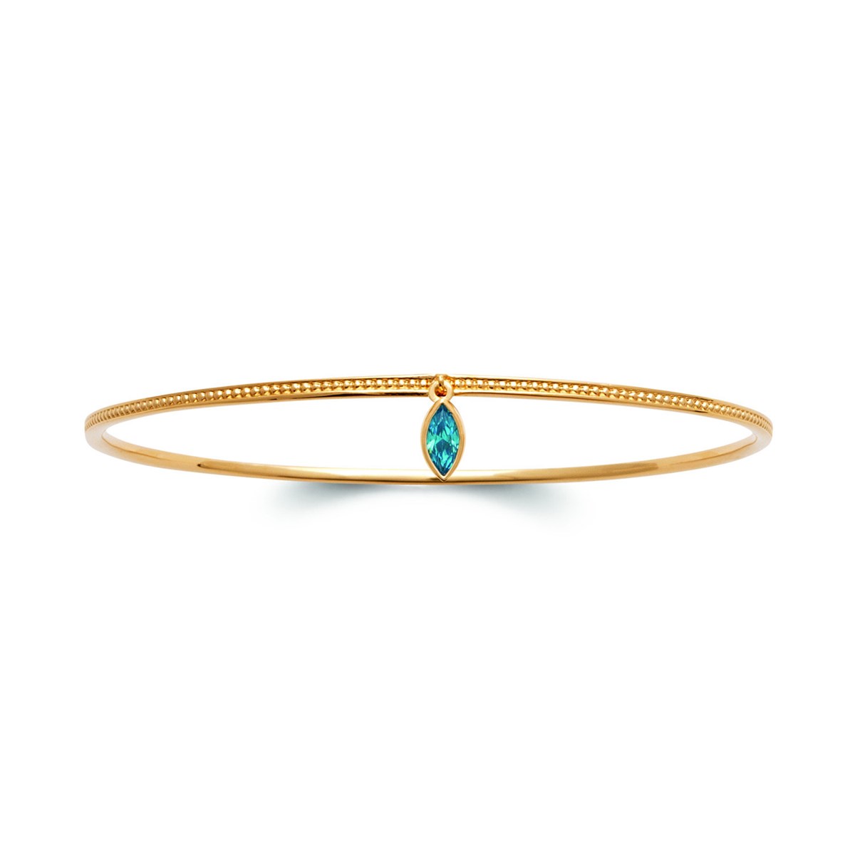 Bracelet jonc Brillaxis pierre bleue plaqué or