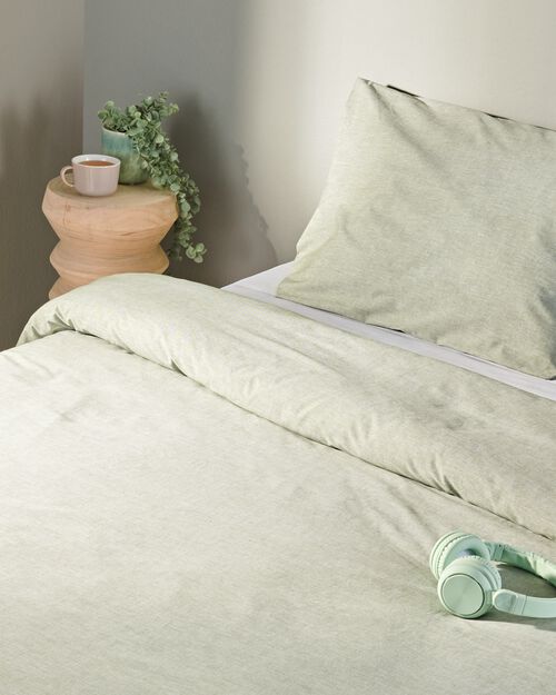 housse de couette chambray 140x200/220 vert