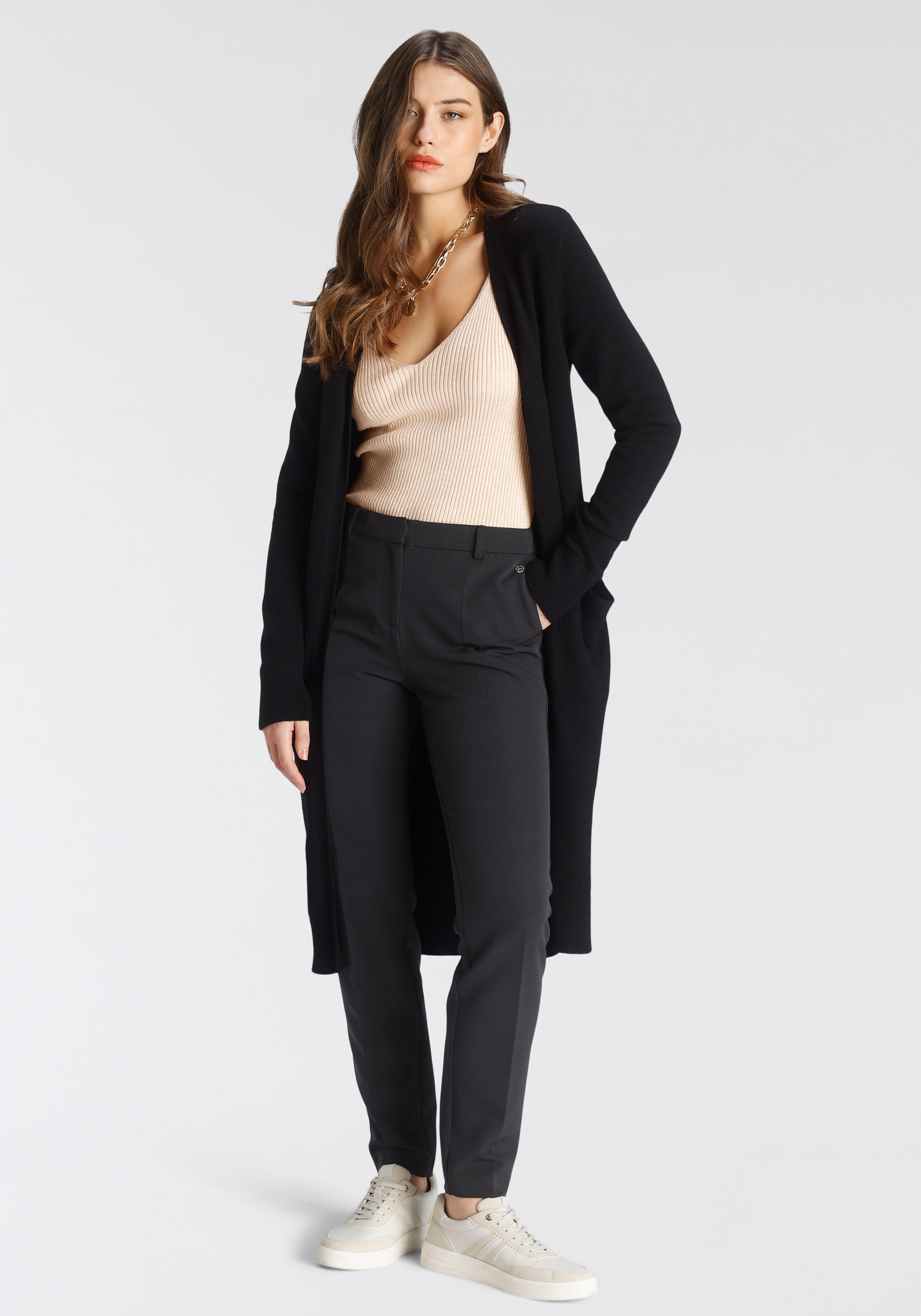 Tamaris Strickjacke in Longform aus kuschligem Viskosegestrick