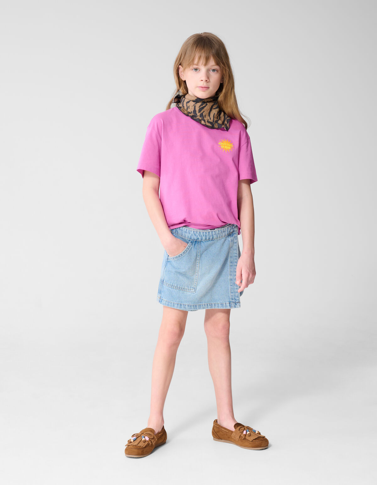 Denim Wrap Skort Bleached