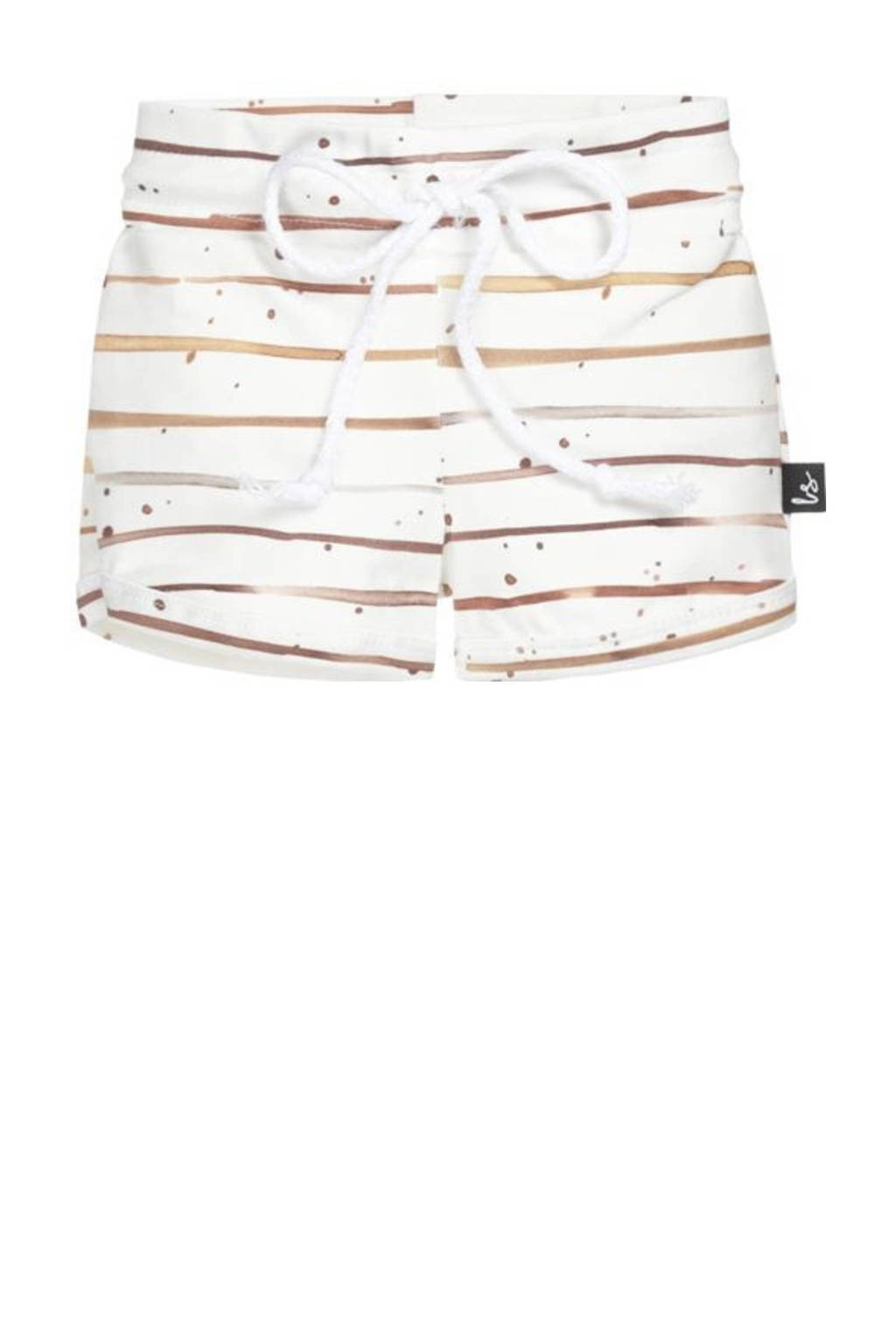 Babystyling baby sweatshort met all over print offwhite/bruin
