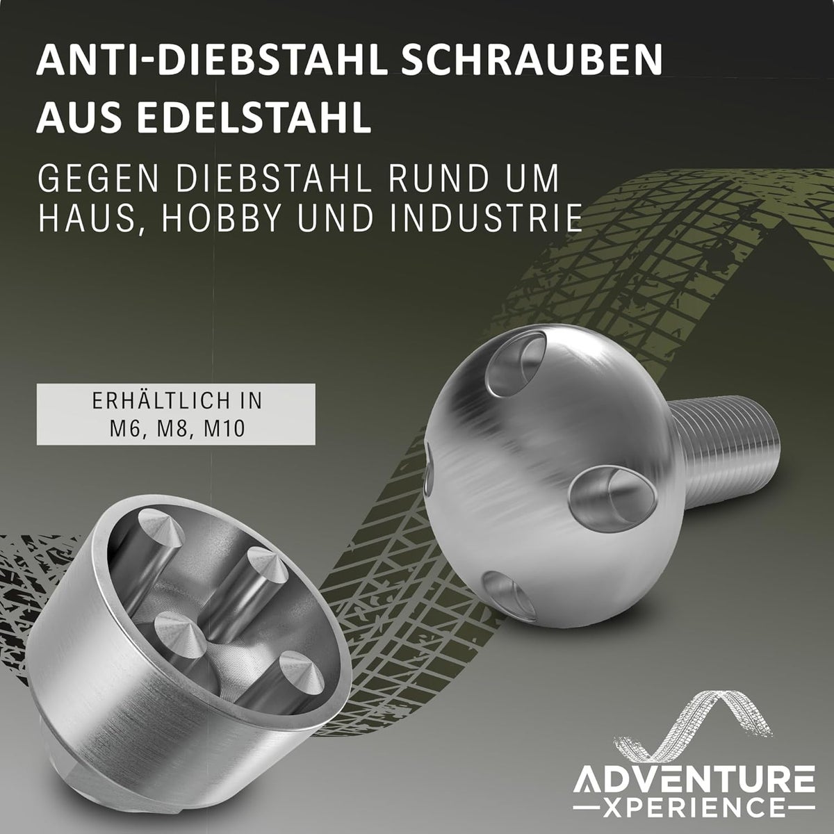 Diefstalbeveiligingsschroeven, 4-gats, fraudebestendige beveiligingsschroeven - M6 - 20 mm, 4 schroeven, 1 speciale dop