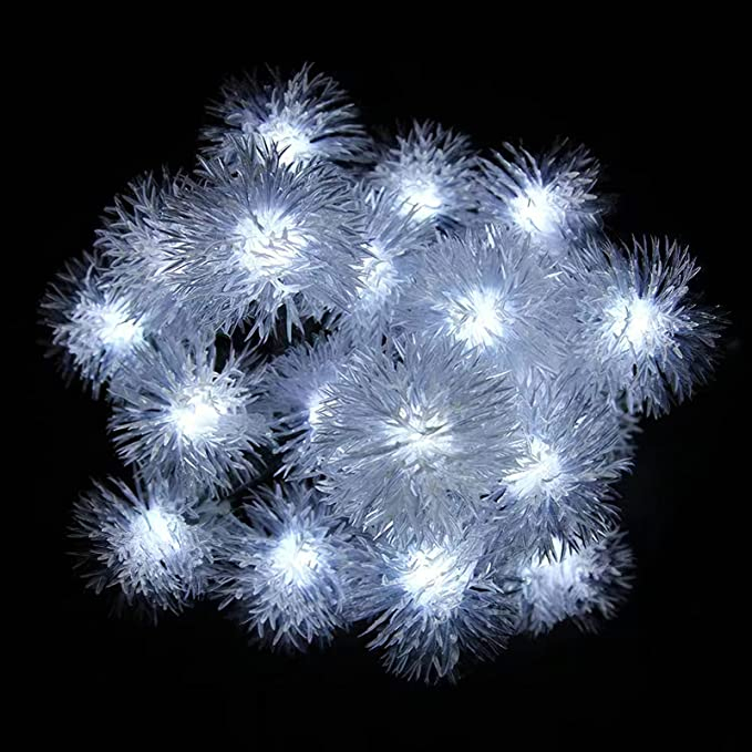 (4.5m) 20 LED's Deko Solar Lichterkette Pusteblumen Outdoor Beleuchtung IP65 - Kaltweiss