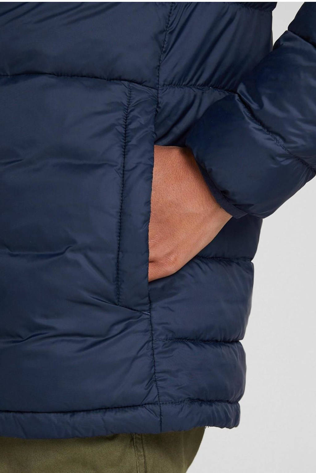 JACK & JONES gewatteerde tussenjas JJEACE donkerblauw/rood/wit