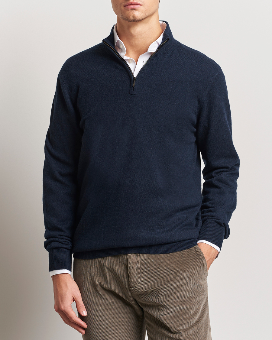 Charles Tyrwhitt Pure Cashmere Zip Neck Jumper Navy