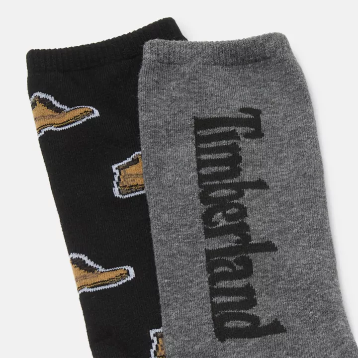 Lot de 2 paires de chaussettes pour bottes imprimées unisexes en noir/gris
