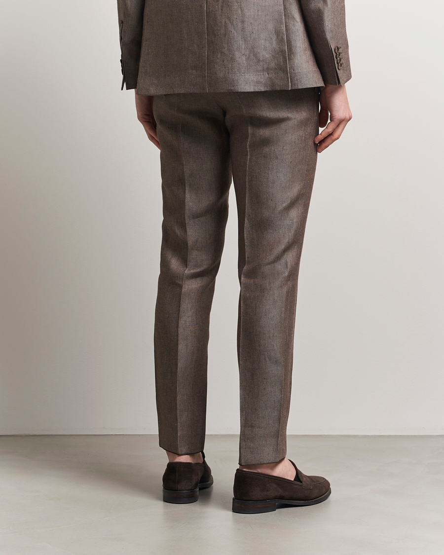 Oscar Jacobson Denz Linen Trousers Brown