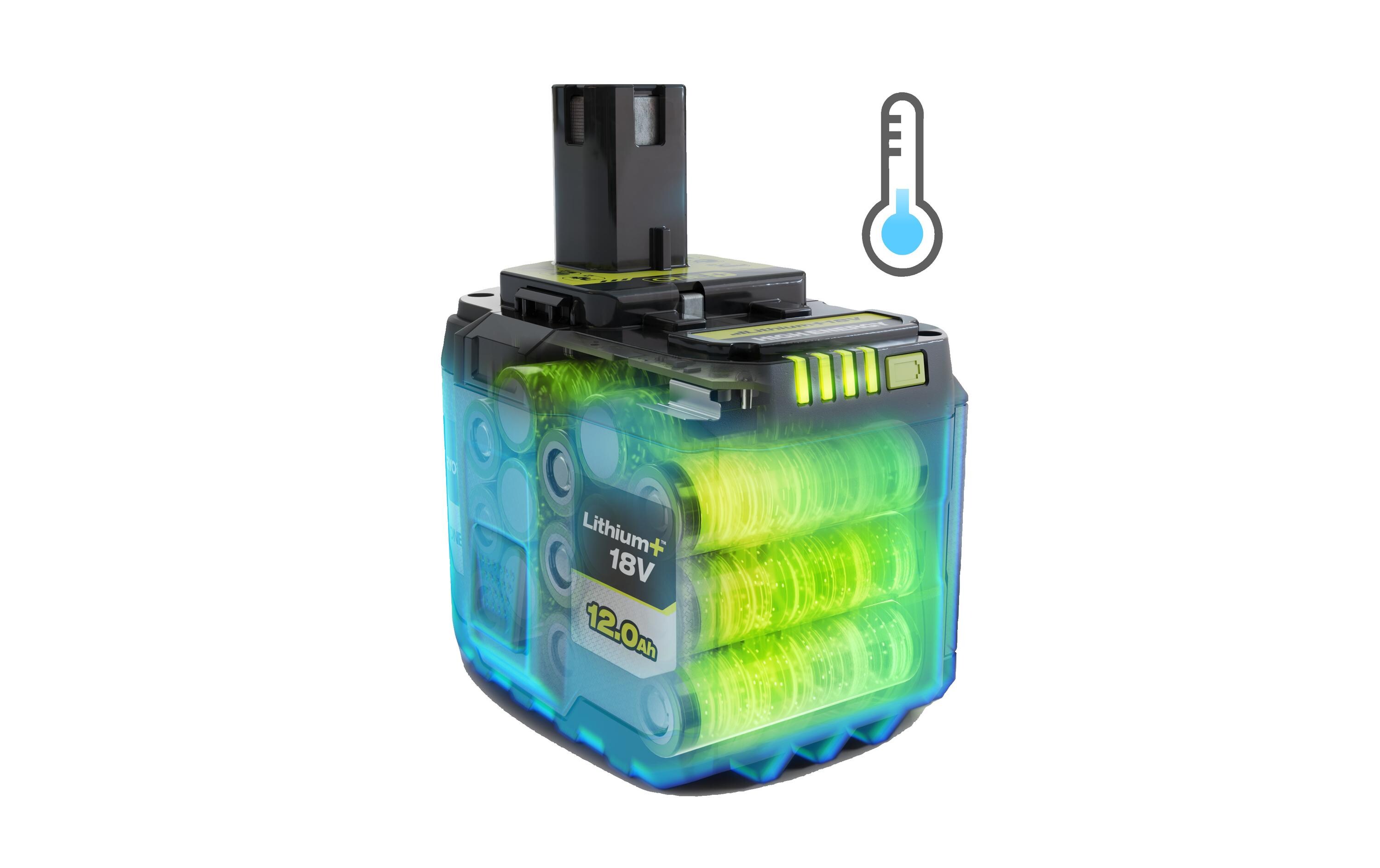 Akku RB18120T 18 V 12.0 Ah High Energy<br>Optimierte Lithium-Technologie für hohe Leistung und schnelle Ladezeiten