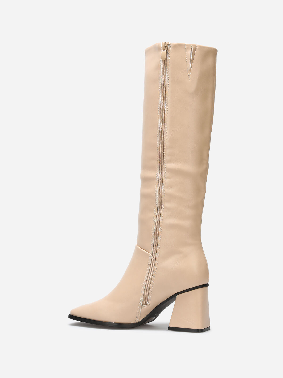 Bottes talon trapèze et bout carré- Beige