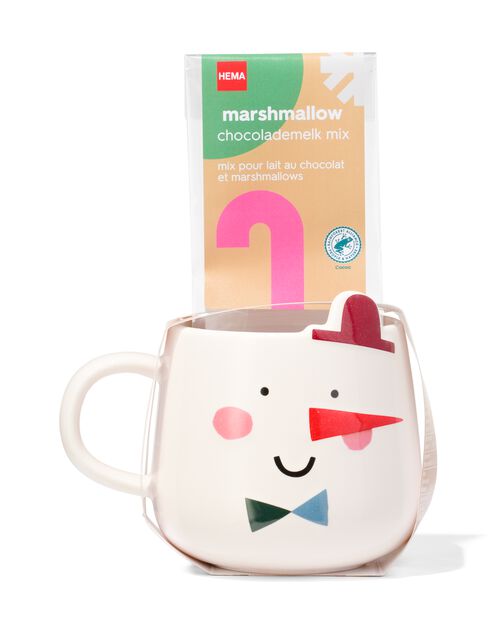 mug bonhomme de neige avec mélange chocolat guimauve 50g
