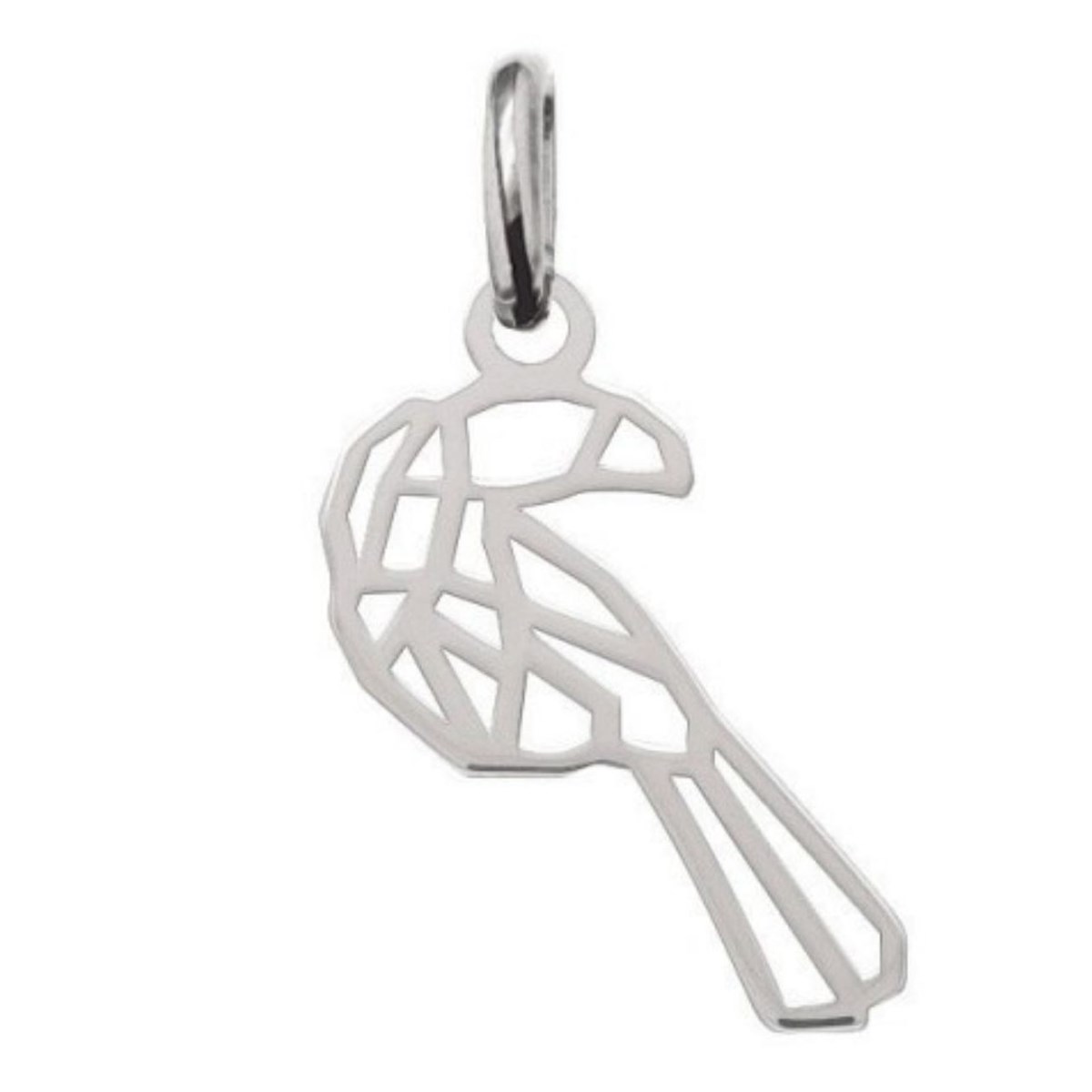 Pendentif totem origami toucan oiseau en argent 925°/00 + chaine