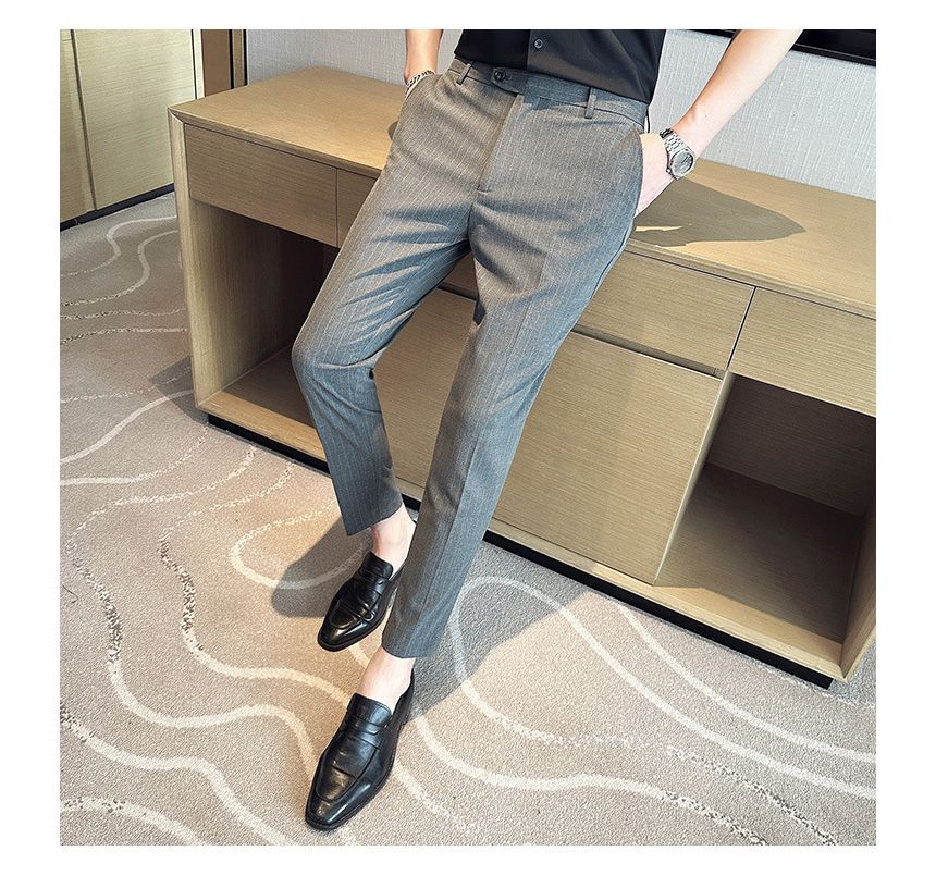 Lefitt - Gestreepte taps toelopende cropped pantalon