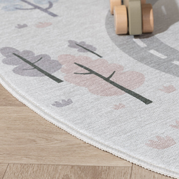 Rond speelkleed auto - Rocky Ride Wit | Wasbaar