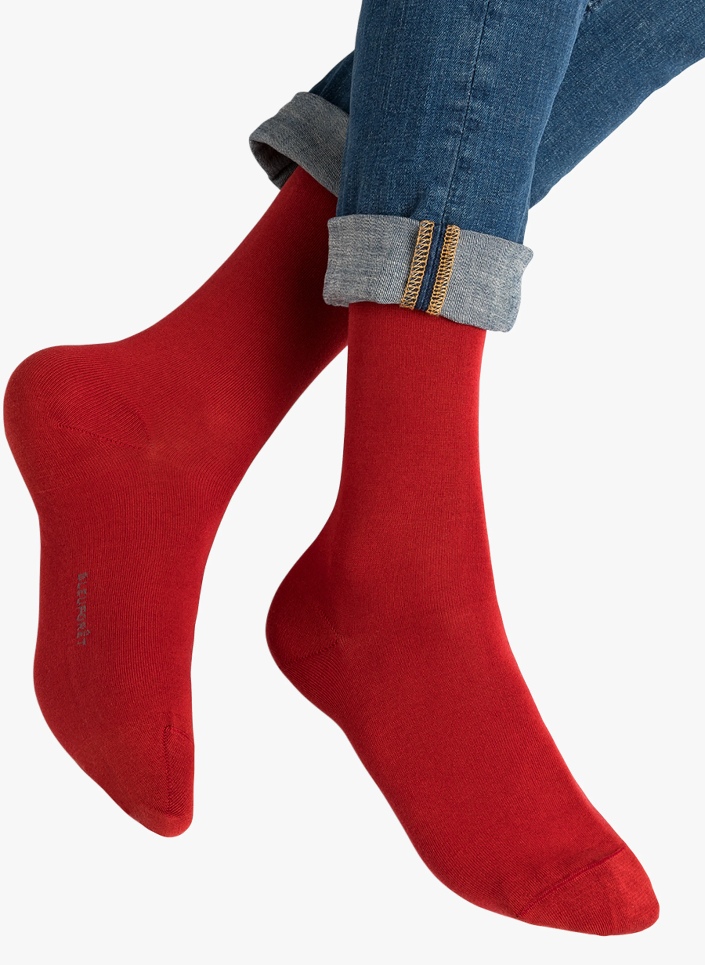 Chaussettes mi-hautes en coton stretch | Rouge