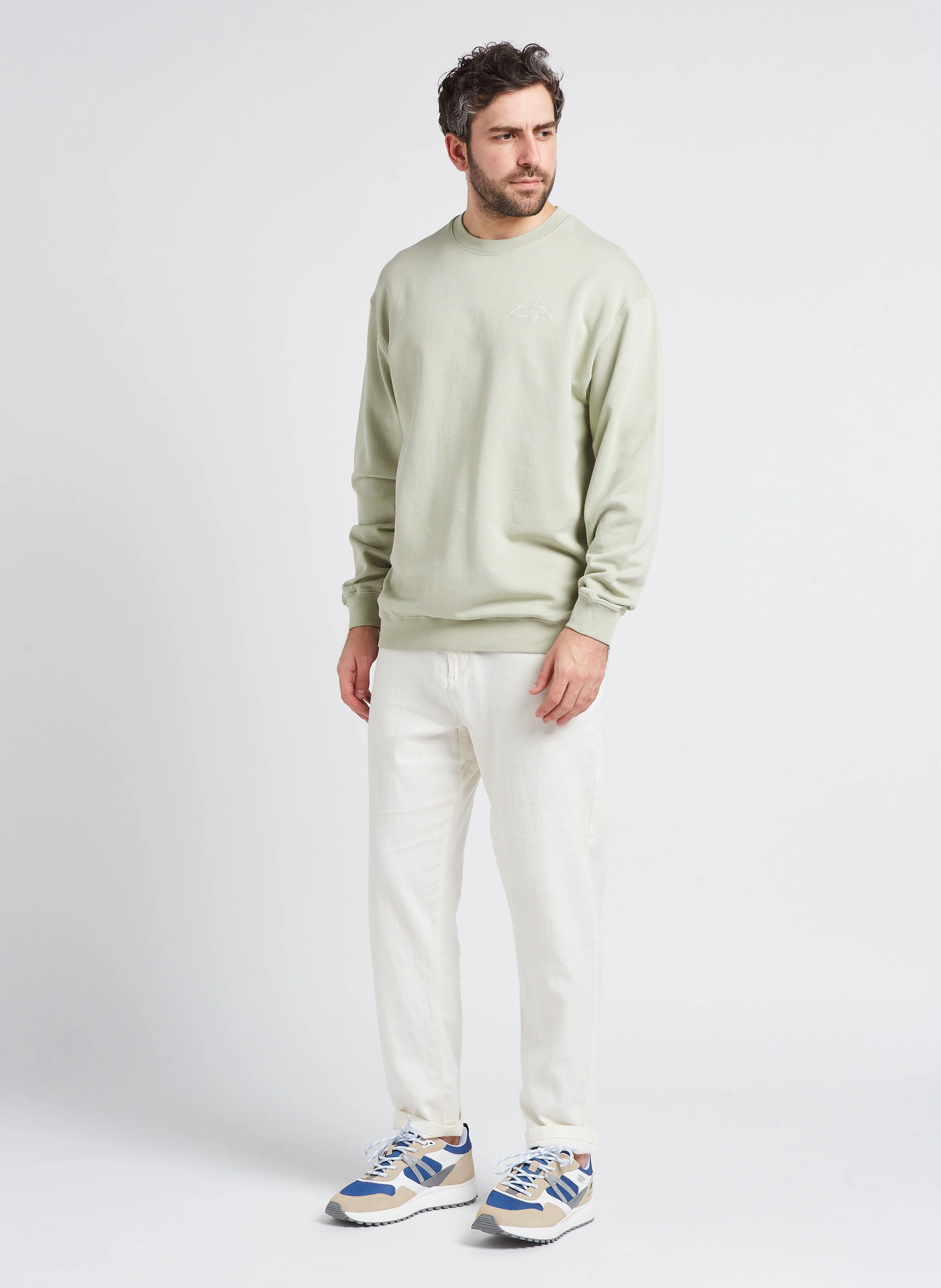 Pantalon droit en coton bio mélangé| Blanc