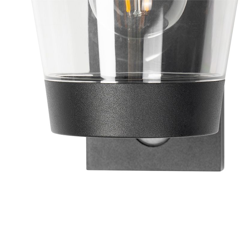 Buiten wandlamp zwart IP44 met bewegingssensor - Joren
