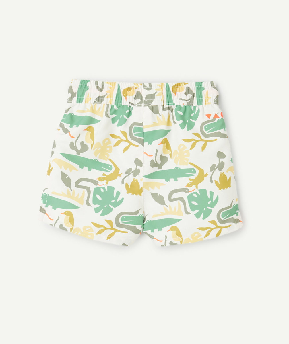 SHORT DE BAIN BÉBÉ GARÇON EN FIBRES RECYCLÉES BLANC IMPRIMÉ JUNGLE