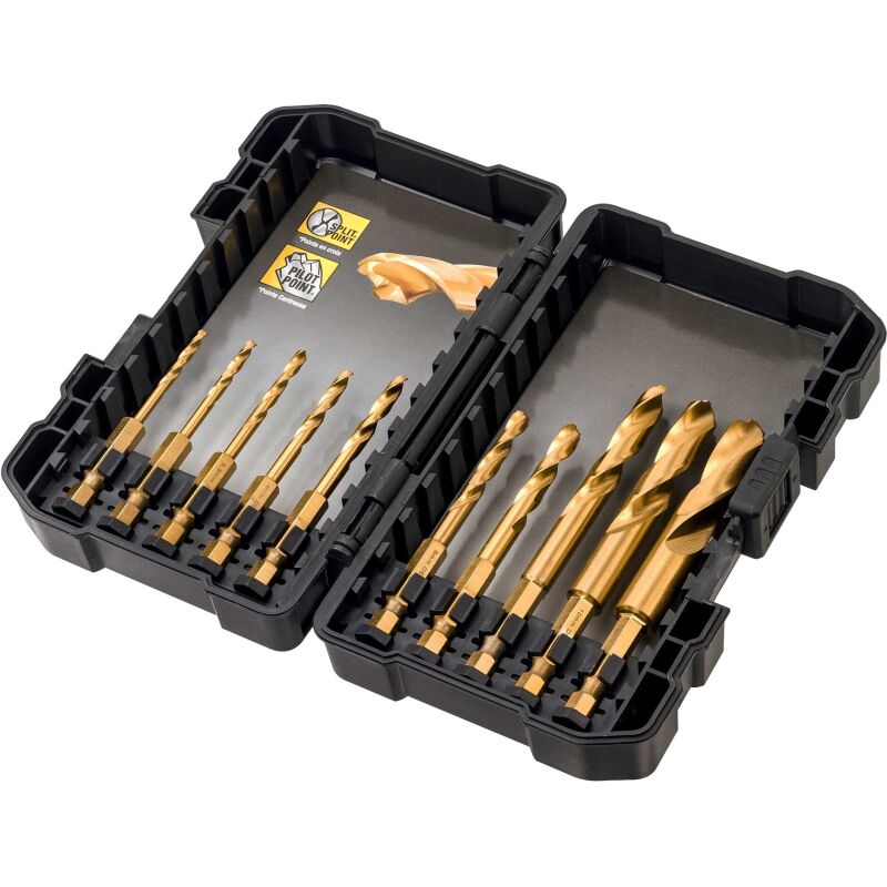 Coffret plastique de 10 forets métal HSS-Tin
