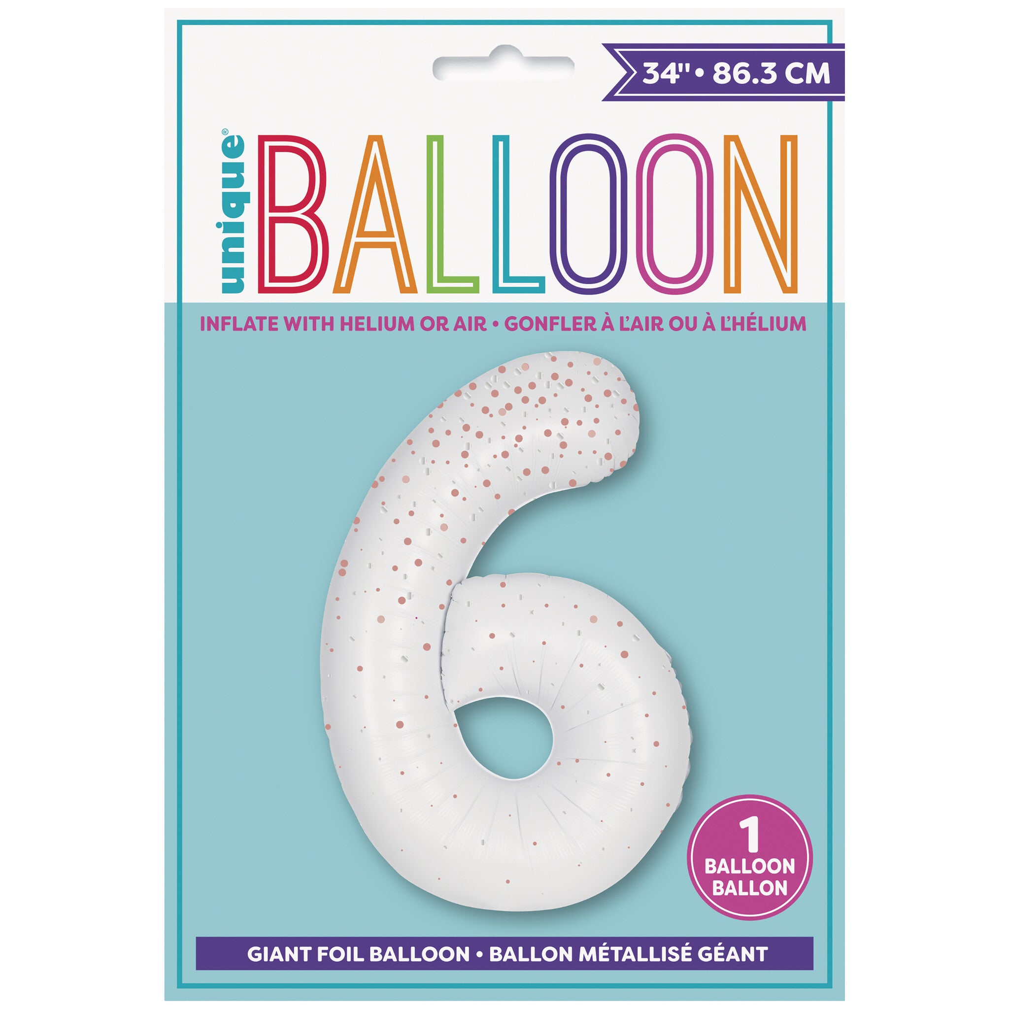 6 Jaar Cijfer Ballon Wit Stippen 86cm