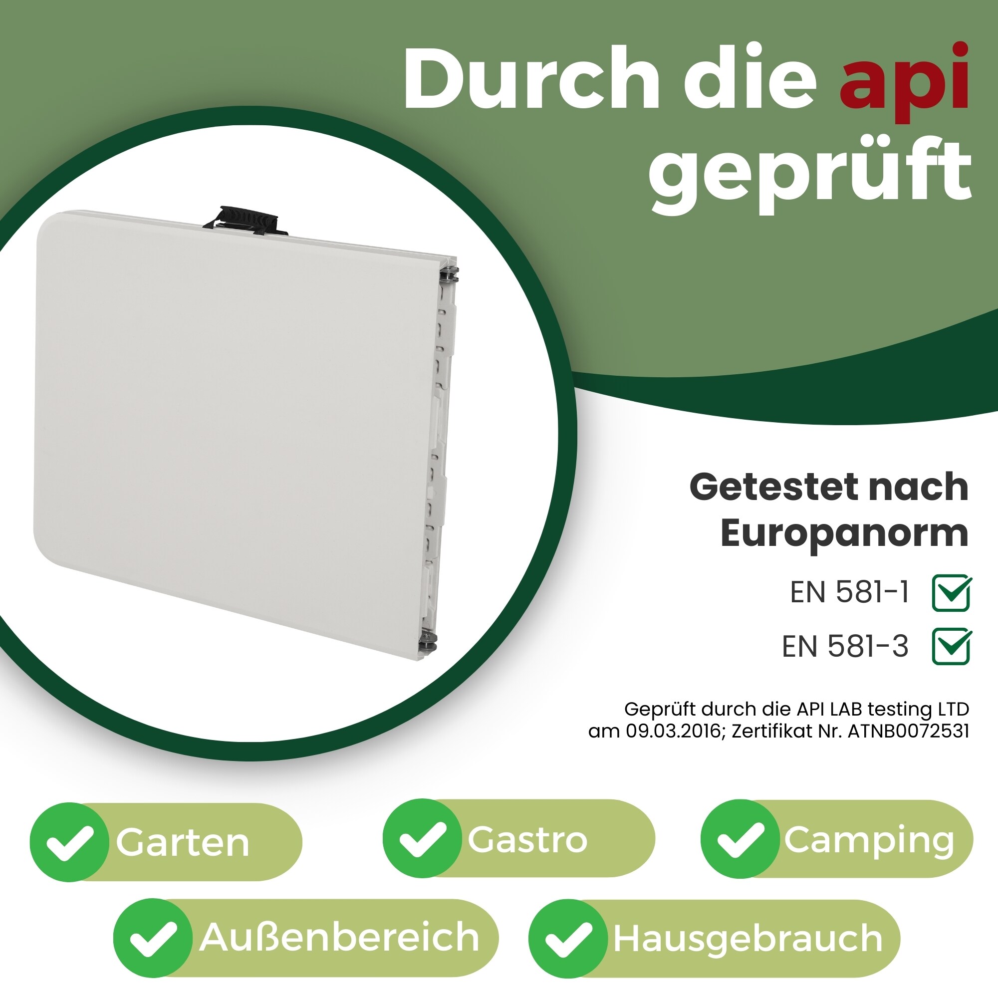 Albatros Buffettisch Klapptisch weiß – robuste Konstruktion klappbar und hohe Tragkraft –für bis zu 10 Personen – für Bierzelt mit Tragegriff