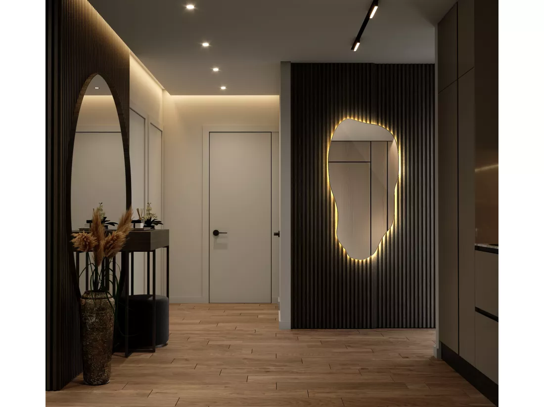 Miroir Lumineux LED Forme Moderne Décoration de Salle de Bain et Salon 50 cm x 100 cm - lumière chaude