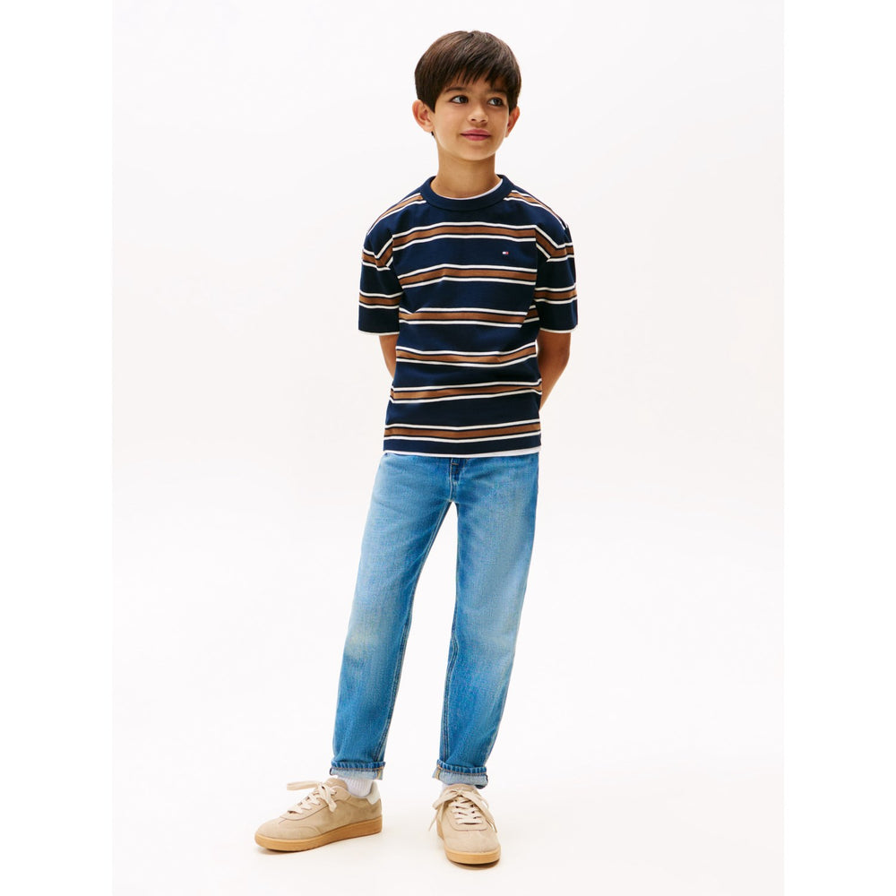 Køb Tommy Hilfiger Navy Multi Stripe Bomuld Stripe Tee Ss
