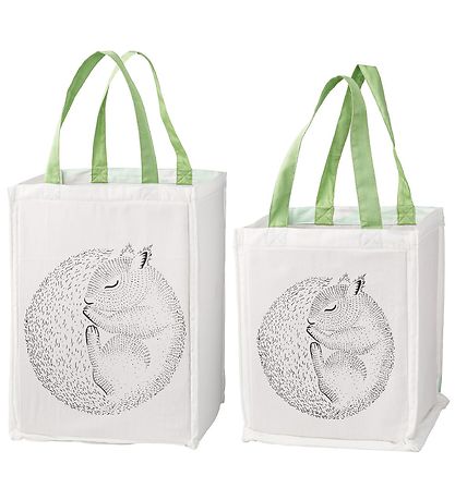 Bloomingville Aufbewahrungsbeutel - 2 st. - 30/40 cm - Weiß/Grün