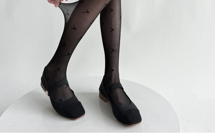 Allinya - Bloemen doorschijnende panty's