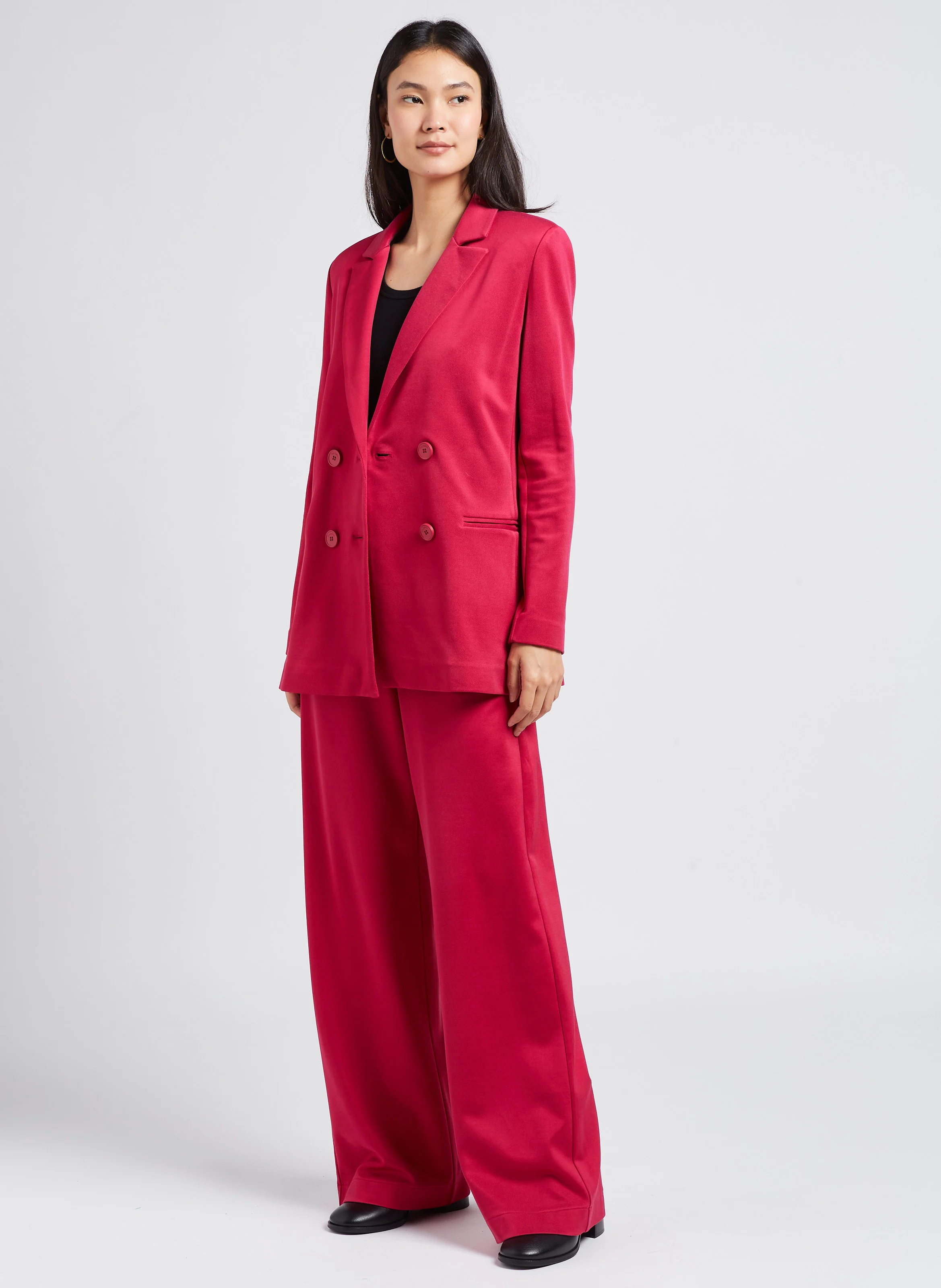 CREMA - Pantalon palazzo taille haute| Rouge