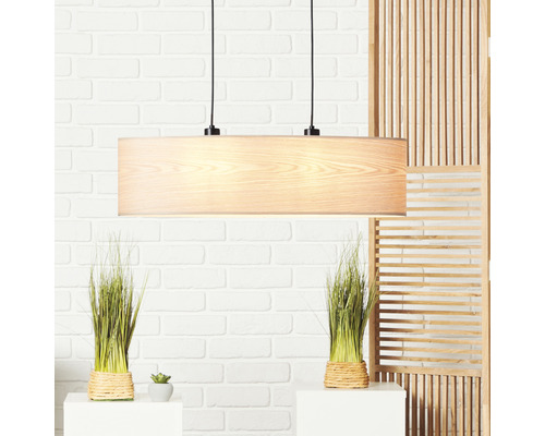 Hanglamp, 2-lichts, HxBxD 120x75x21 cm, zwart/bruin/naturel