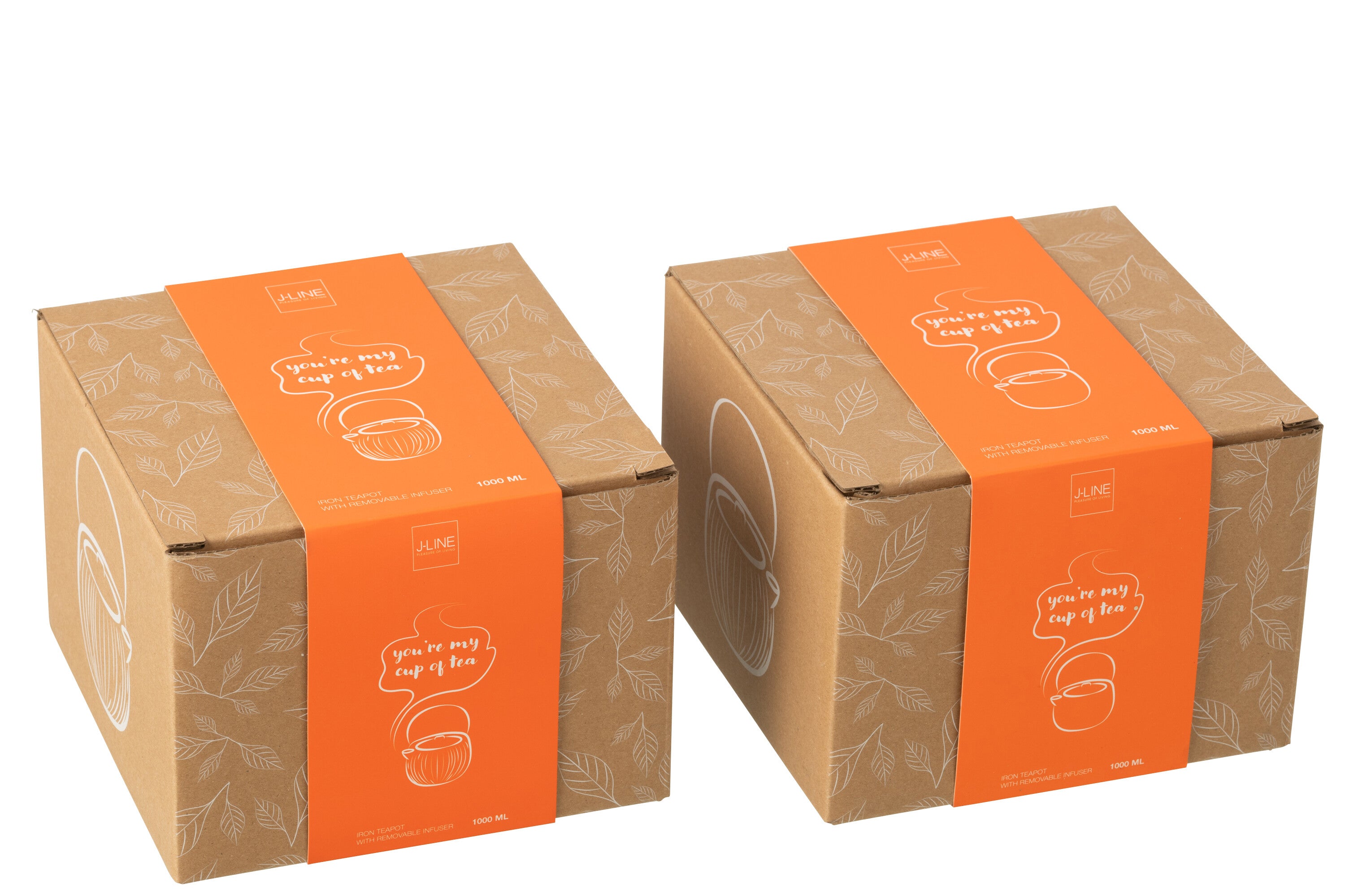 J-Line theepot - metaal - oranje - 2 stuks
